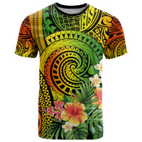 Polynesia T Shirt Pasifika Tribal with Tropical Flowers - Wonder Print Shop