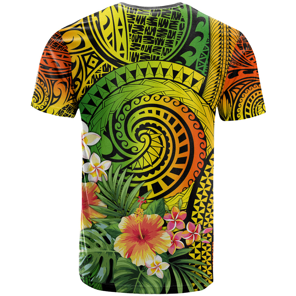 Polynesia T Shirt Pasifika Tribal with Tropical Flowers - Wonder Print Shop