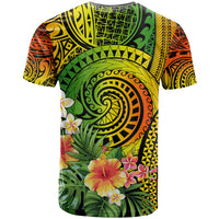 Polynesia T Shirt Pasifika Tribal with Tropical Flowers - Wonder Print Shop
