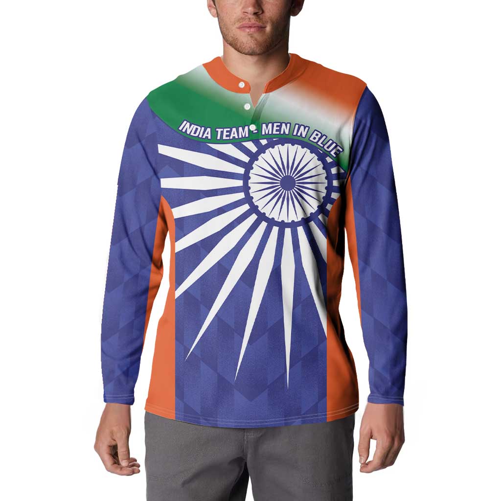 India Cricket Custom Button Sweatshirt Ashoka Chakra with Flag Style LT9 - Wonder Print Shop