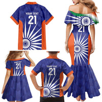 India Cricket Custom Family Matching Mermaid Dress and Hawaiian Shirt Ashoka Chakra with Flag Style LT9 - Wonder Print Shop