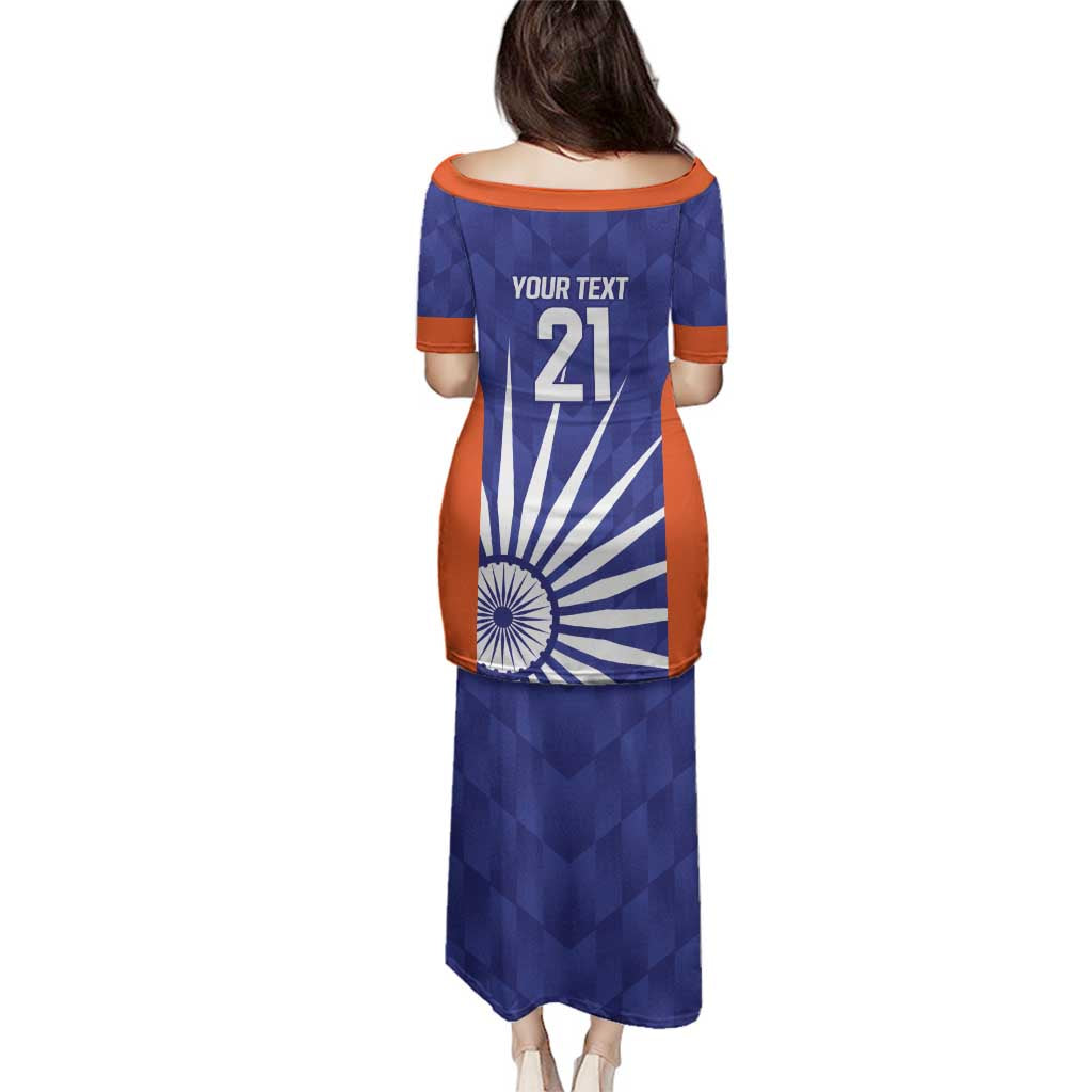 India Cricket Custom Family Matching Puletasi and Hawaiian Shirt Ashoka Chakra with Flag Style - Wonder Print Shop