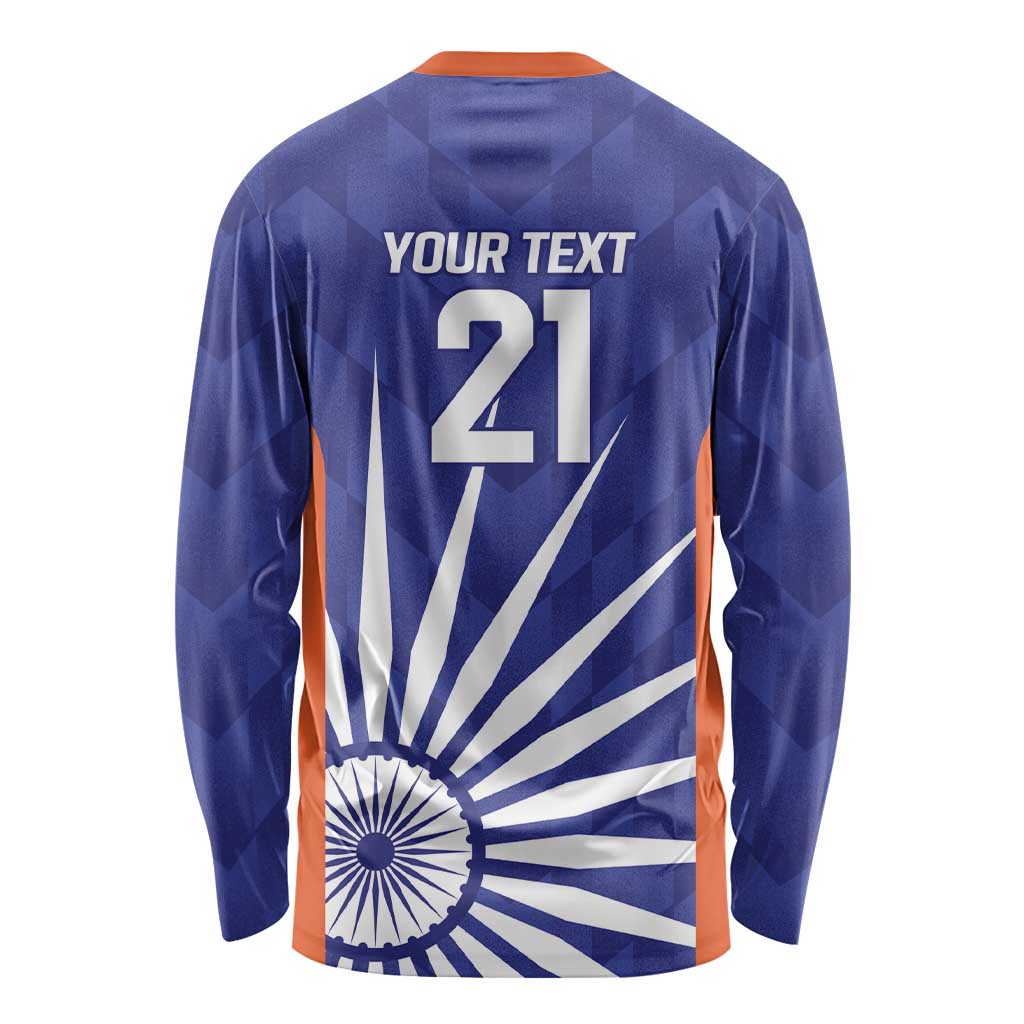 India Cricket Custom Long Sleeve Shirt Ashoka Chakra with Flag Style - Wonder Print Shop