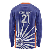 India Cricket Custom Long Sleeve Shirt Ashoka Chakra with Flag Style - Wonder Print Shop