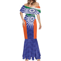 India Cricket Custom Mermaid Dress Ashoka Chakra with Flag Style - Wonder Print Shop