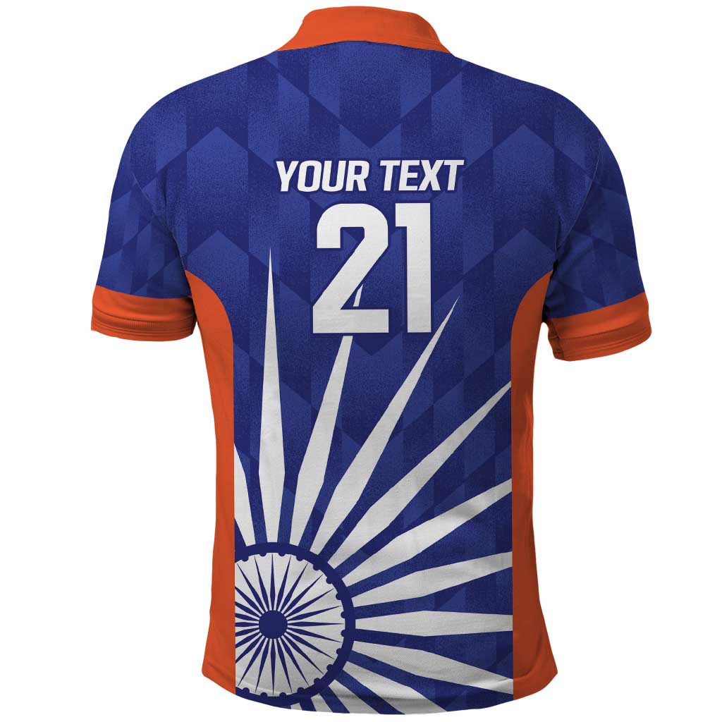 India Cricket Custom Polo Shirt Ashoka Chakra with Flag Style - Wonder Print Shop