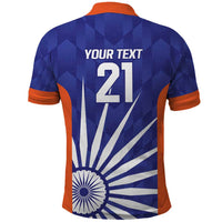 India Cricket Custom Polo Shirt Ashoka Chakra with Flag Style - Wonder Print Shop