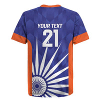India Cricket Custom Rugby Jersey Ashoka Chakra with Flag Style - Wonder Print Shop
