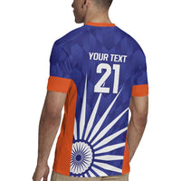 India Cricket Custom Rugby Jersey Ashoka Chakra with Flag Style - Wonder Print Shop