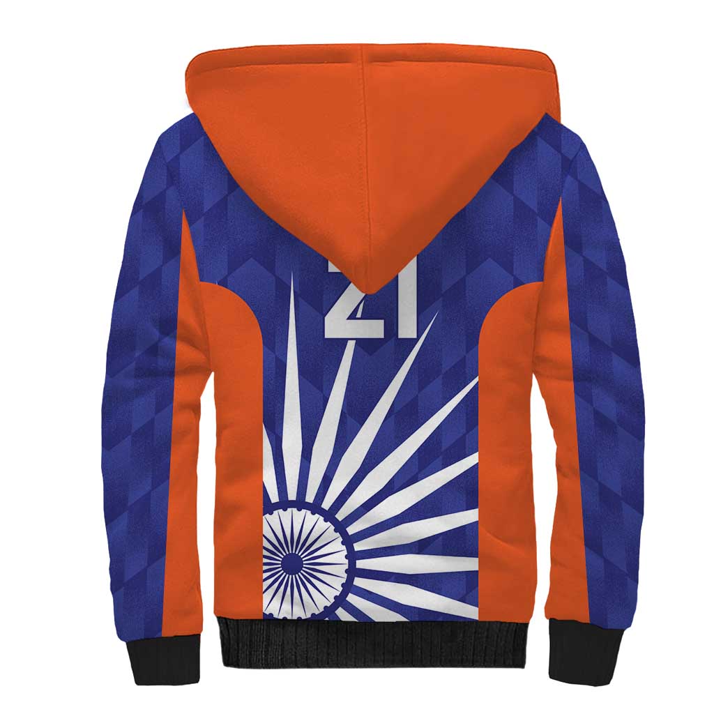 India Cricket Custom Sherpa Hoodie Ashoka Chakra with Flag Style - Wonder Print Shop