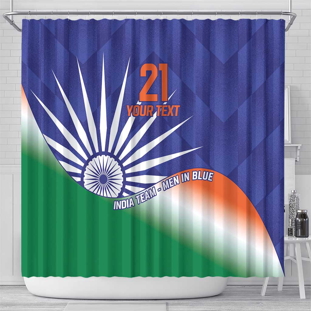 India Cricket Custom Shower Curtain Ashoka Chakra with Flag Style