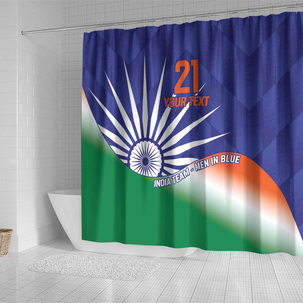 India Cricket Custom Shower Curtain Ashoka Chakra with Flag Style