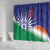 India Cricket Custom Shower Curtain Ashoka Chakra with Flag Style