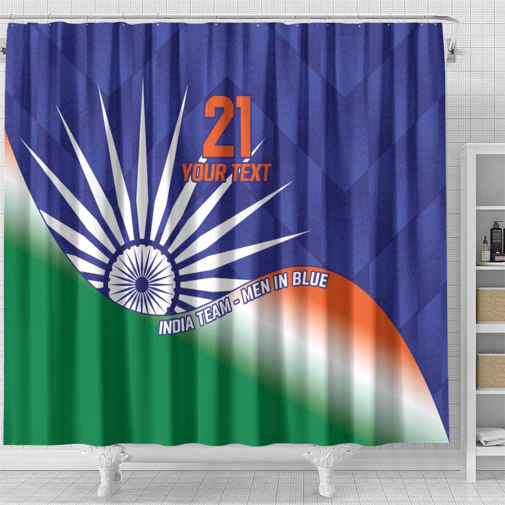 India Cricket Custom Shower Curtain Ashoka Chakra with Flag Style