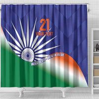 India Cricket Custom Shower Curtain Ashoka Chakra with Flag Style