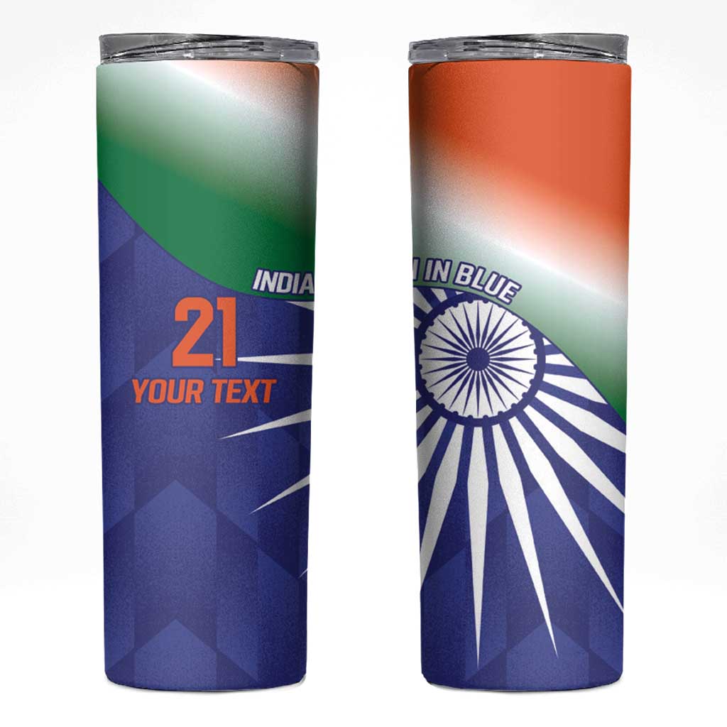 India Cricket Custom Skinny Tumbler Ashoka Chakra with Flag Style - Wonder Print Shop
