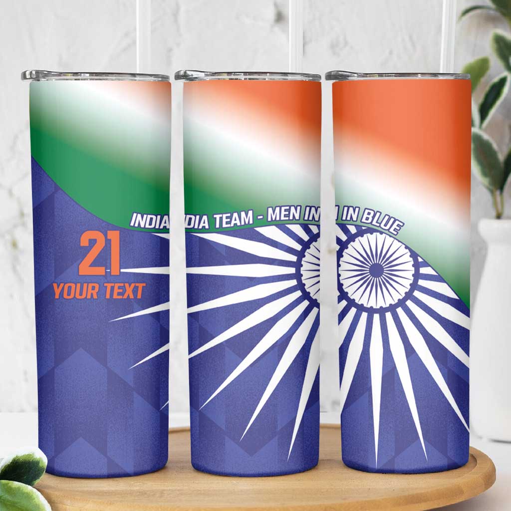 India Cricket Custom Skinny Tumbler Ashoka Chakra with Flag Style - Wonder Print Shop