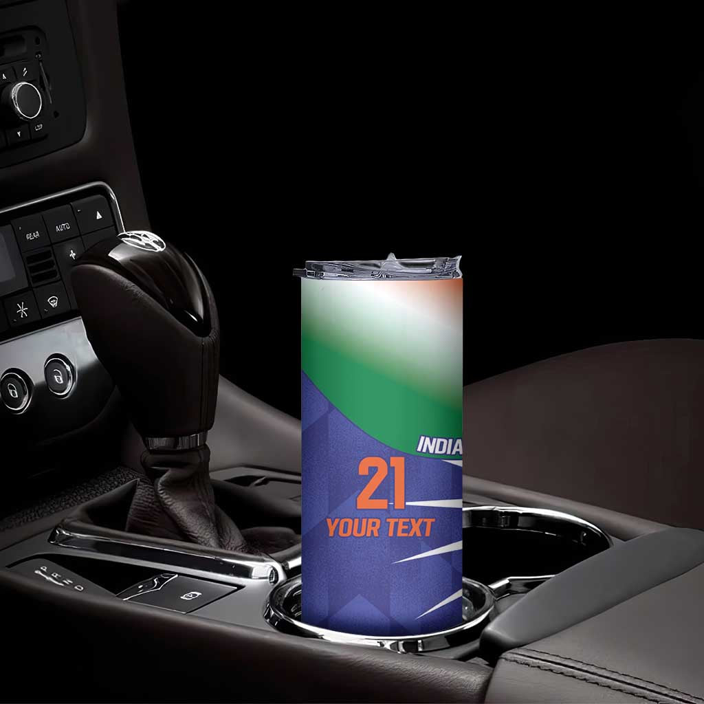 India Cricket Custom Skinny Tumbler Ashoka Chakra with Flag Style - Wonder Print Shop