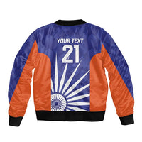 India Cricket Custom Sleeve Zip Bomber Jacket Ashoka Chakra with Flag Style - Wonder Print Shop