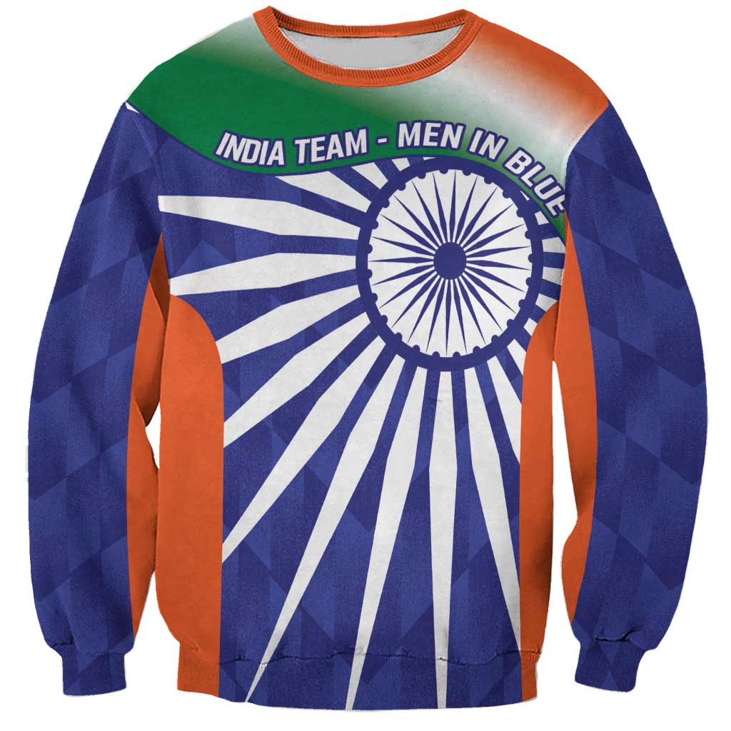 India Cricket Custom Sweatshirt Ashoka Chakra with Flag Style - Wonder Print Shop
