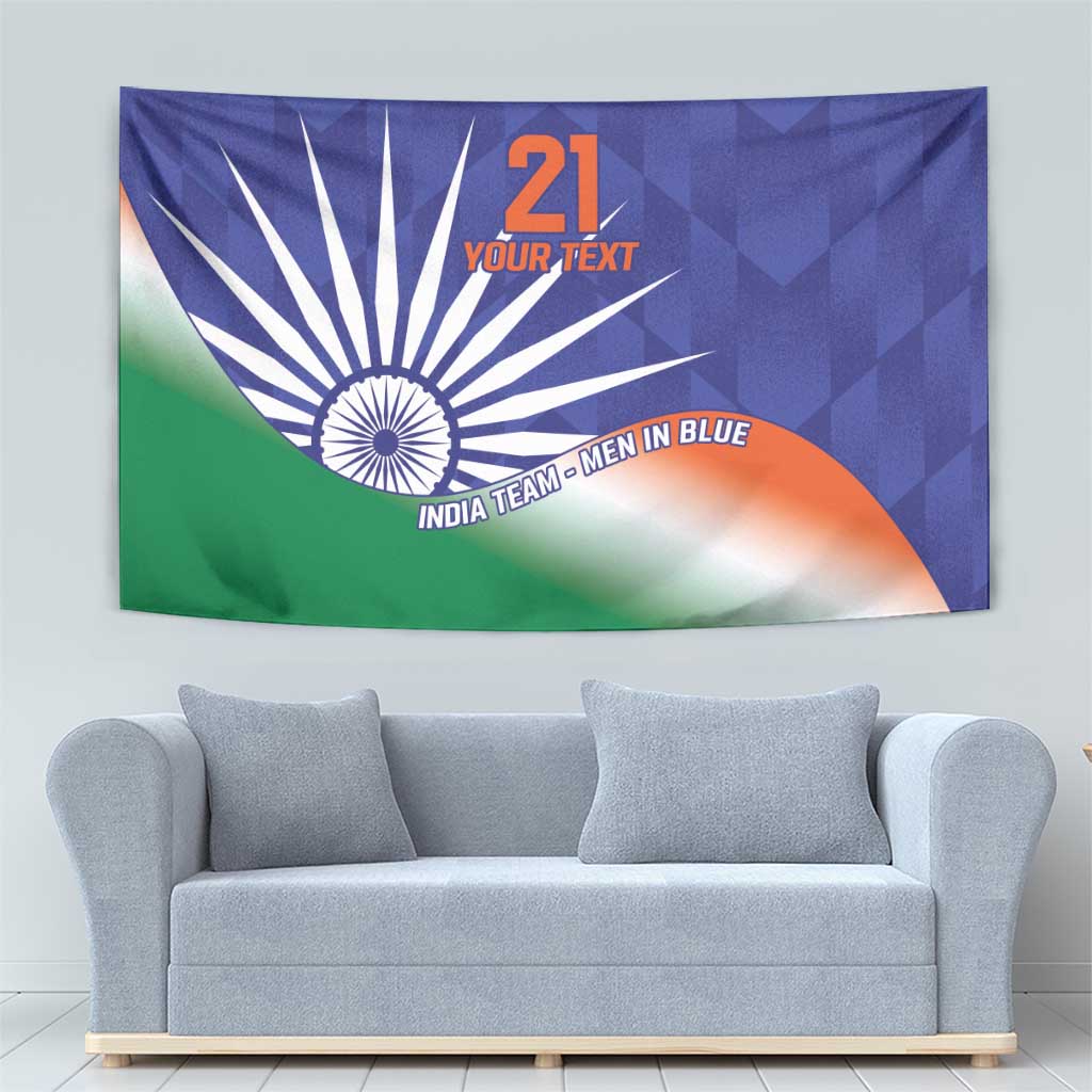 India Cricket Custom Tapestry Ashoka Chakra with Flag Style - Wonder Print Shop