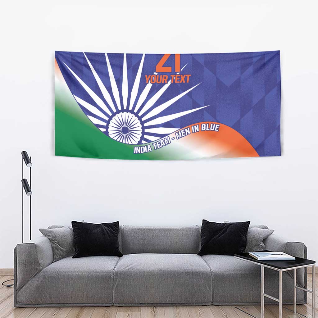 India Cricket Custom Tapestry Ashoka Chakra with Flag Style - Wonder Print Shop