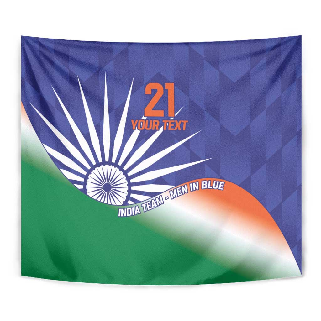 India Cricket Custom Tapestry Ashoka Chakra with Flag Style - Wonder Print Shop