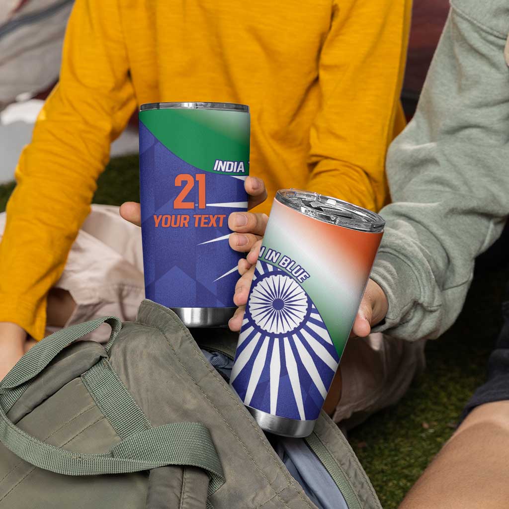 India Cricket Custom Tumbler Cup Ashoka Chakra with Flag Style - Wonder Print Shop