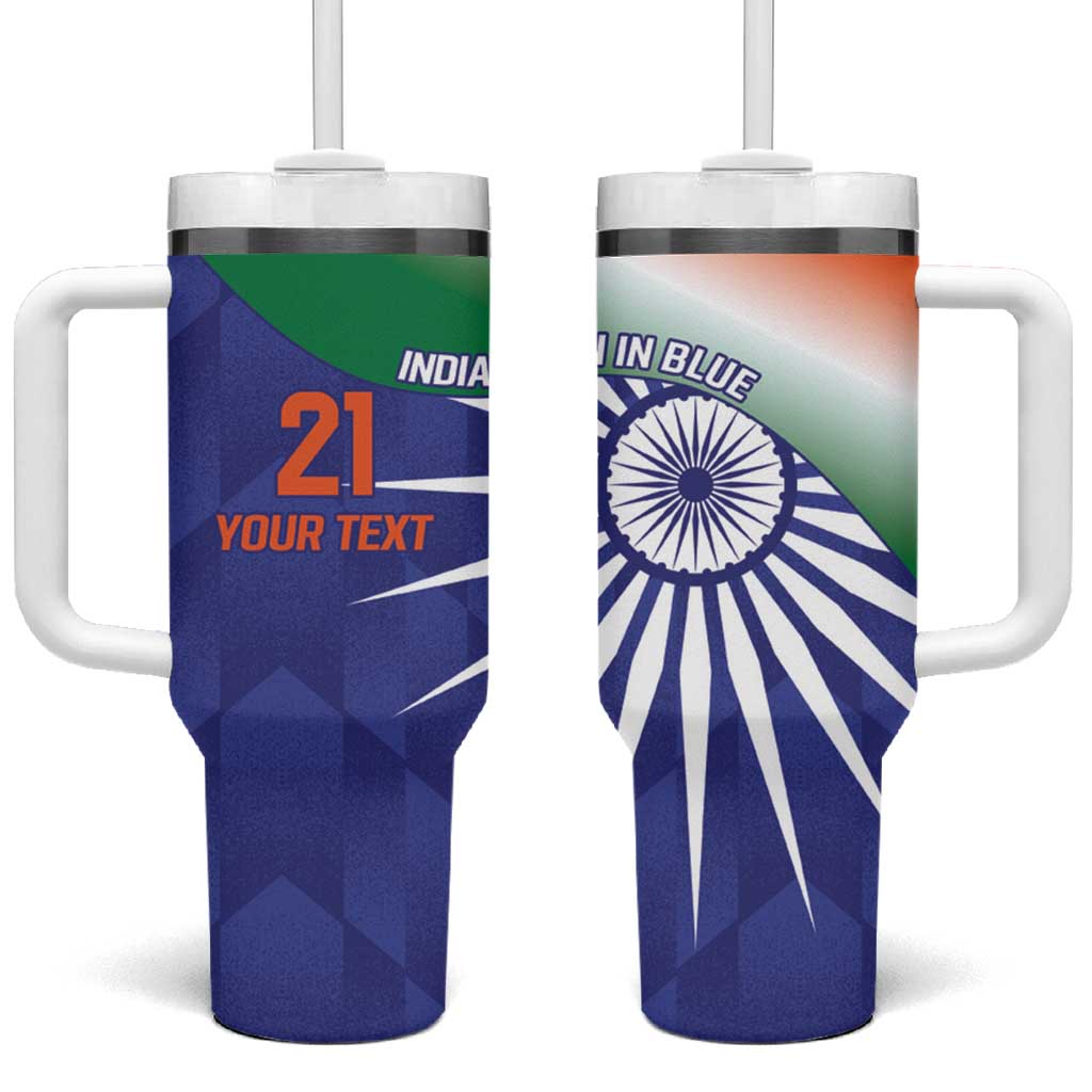 India Cricket Custom Tumbler With Handle Ashoka Chakra with Flag Style - Wonder Print Shop