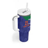 India Cricket Custom Tumbler With Handle Ashoka Chakra with Flag Style - Wonder Print Shop