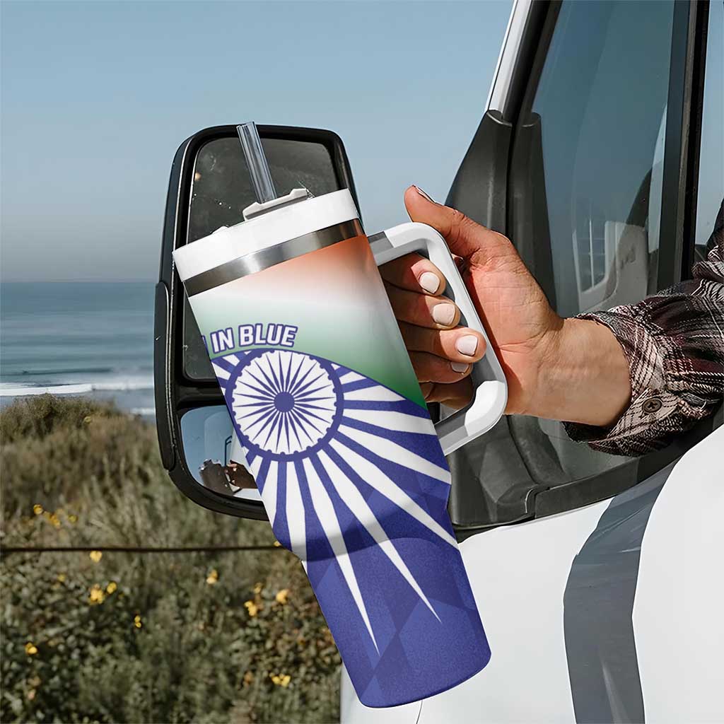 India Cricket Custom Tumbler With Handle Ashoka Chakra with Flag Style - Wonder Print Shop