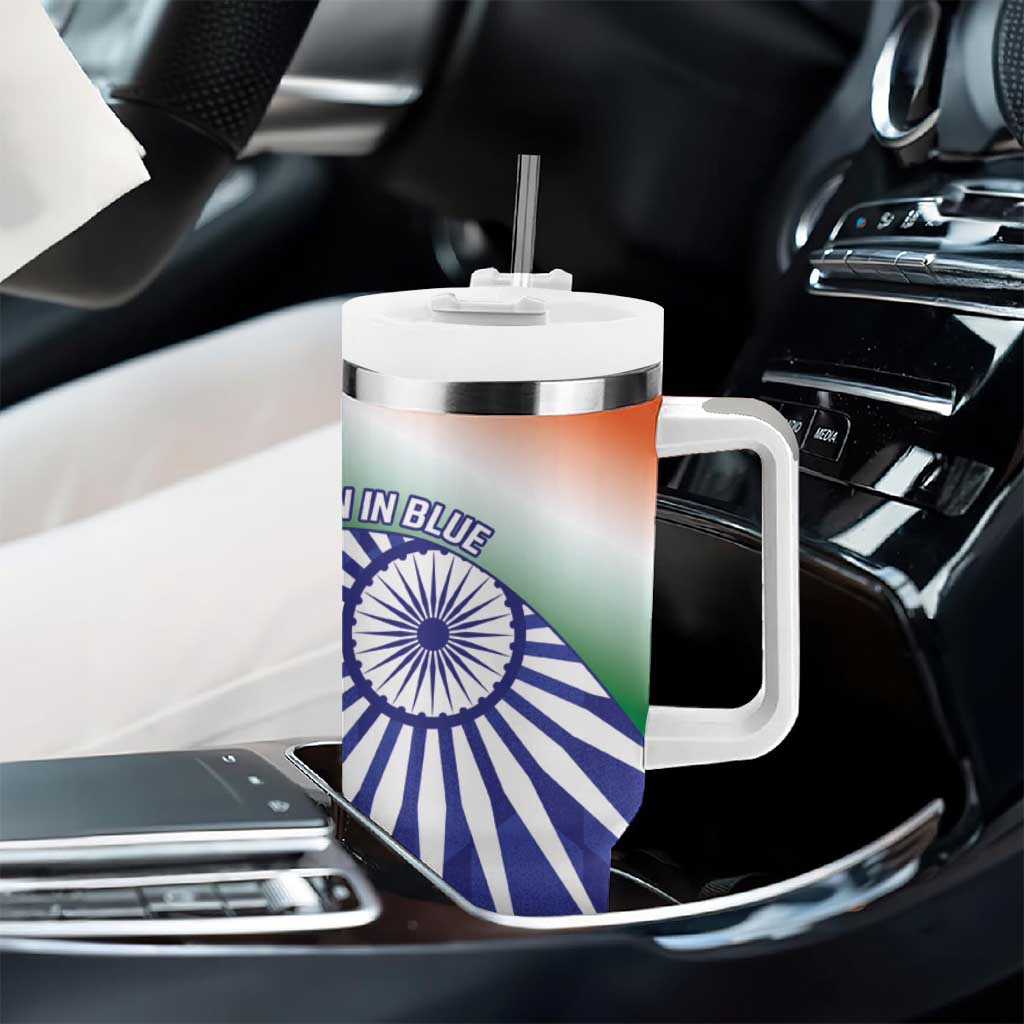 India Cricket Custom Tumbler With Handle Ashoka Chakra with Flag Style - Wonder Print Shop
