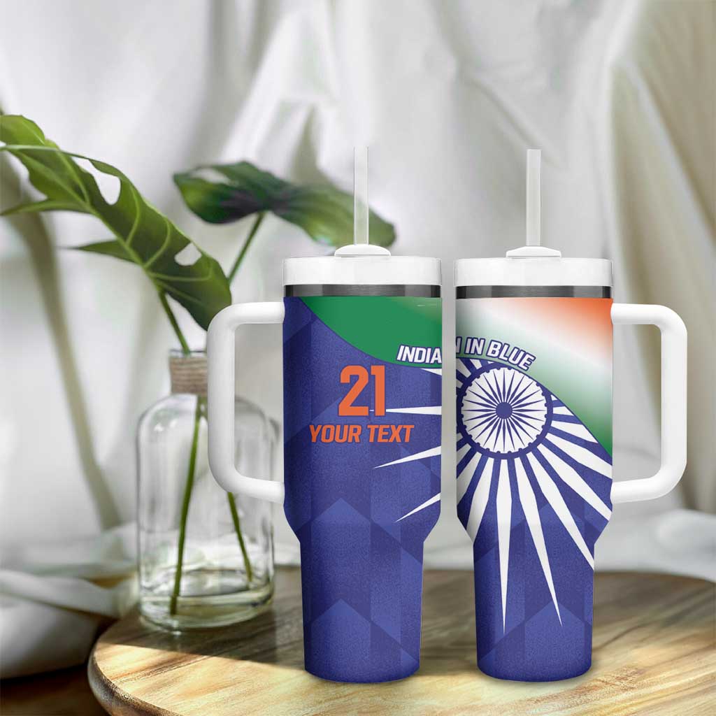 India Cricket Custom Tumbler With Handle Ashoka Chakra with Flag Style - Wonder Print Shop
