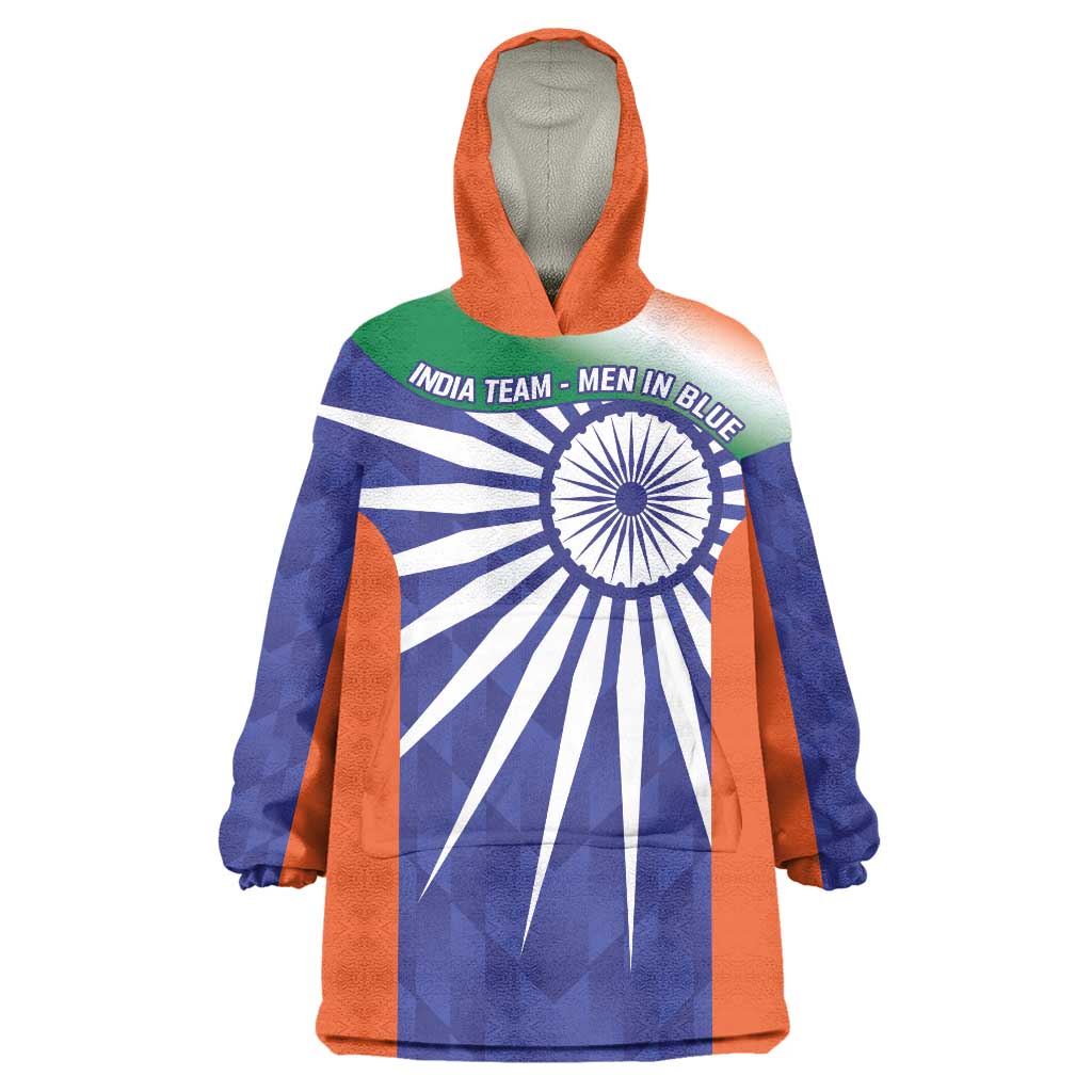 India Cricket Custom Wearable Blanket Hoodie Ashoka Chakra with Flag Style - Wonder Print Shop