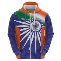 India Cricket Custom Zip Hoodie Ashoka Chakra with Flag Style - Wonder Print Shop