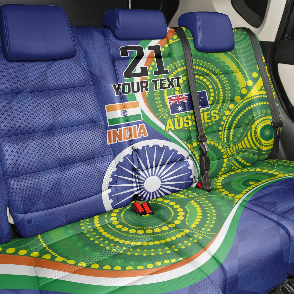 India Vs Australian Cricket Custom Back Car Seat Cover Ashoka Chakra and Aboriginal Together LT9 - Wonder Print Shop