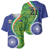 India Vs Australian Cricket Custom Baseball Jersey Ashoka Chakra and Aboriginal Together LT9 - Wonder Print Shop