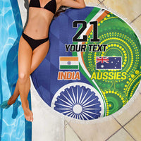 India Vs Australian Cricket Custom Beach Blanket Ashoka Chakra and Aboriginal Together LT9 - Wonder Print Shop