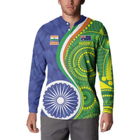 India Vs Australian Cricket Custom Button Sweatshirt Ashoka Chakra and Aboriginal Together LT9 - Wonder Print Shop