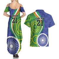 India Vs Australian Cricket Custom Couples Matching Summer Maxi Dress and Hawaiian Shirt Ashoka Chakra and Aboriginal Together LT9 - Wonder Print Shop