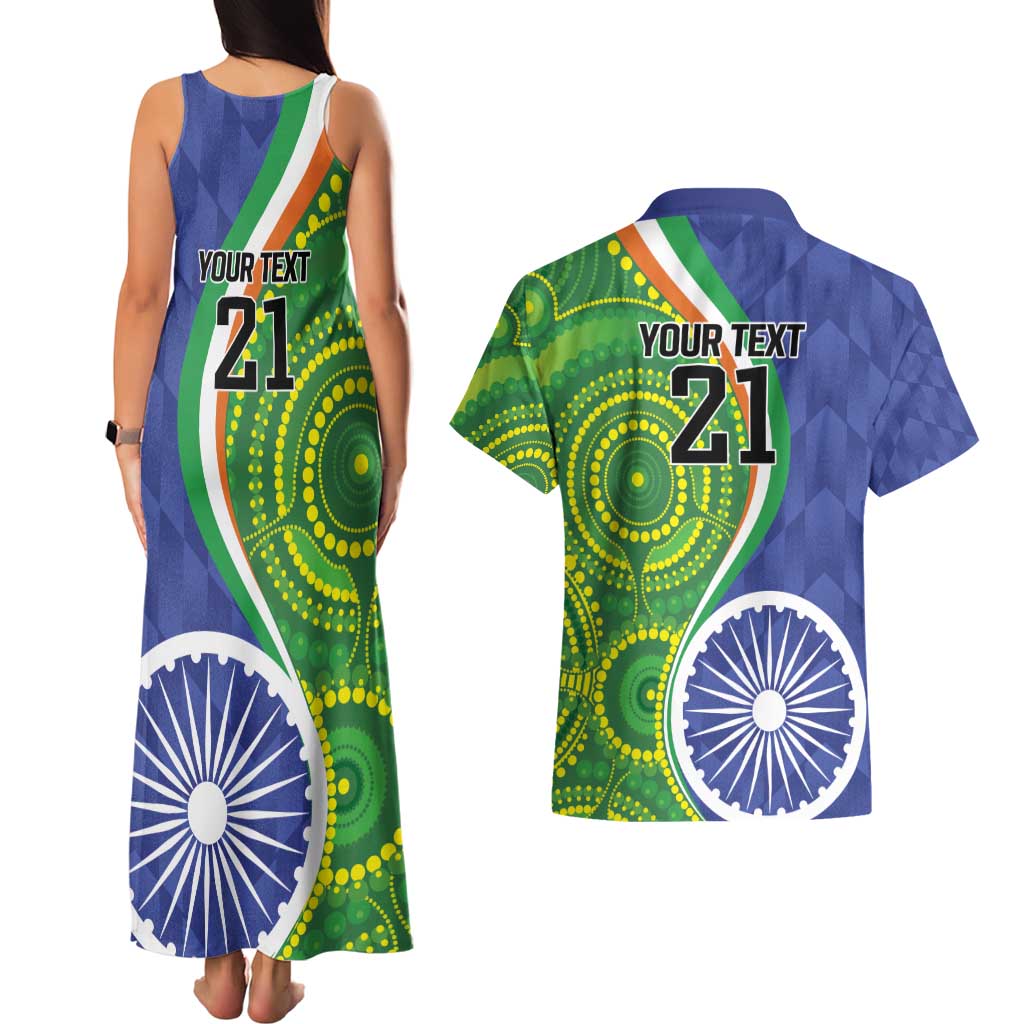 India Vs Australian Cricket Custom Couples Matching Tank Maxi Dress and Hawaiian Shirt Ashoka Chakra and Aboriginal Together LT9 - Wonder Print Shop