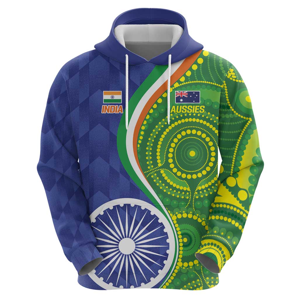 India Vs Australian Cricket Custom Hoodie Ashoka Chakra and Aboriginal Together - Wonder Print Shop