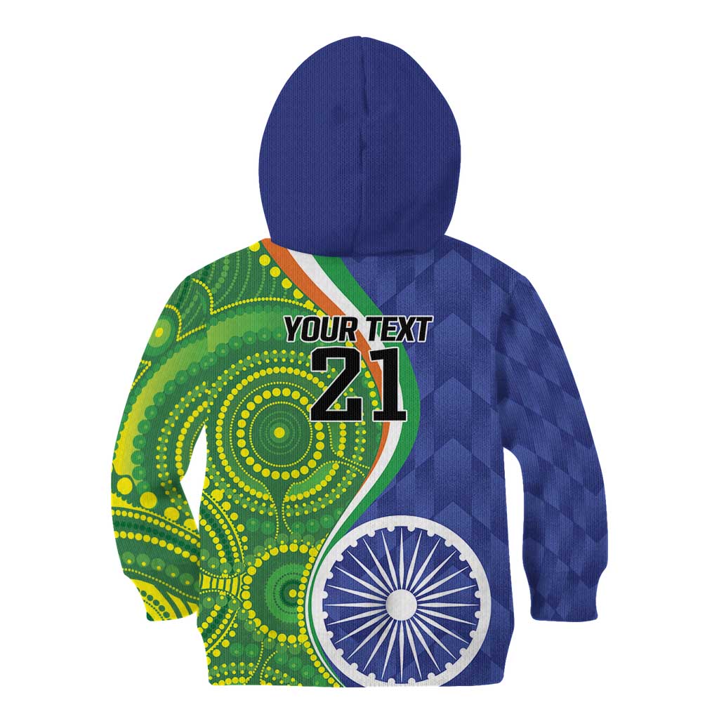 India Vs Australian Cricket Custom Kid Hoodie Ashoka Chakra and Aboriginal Together - Wonder Print Shop