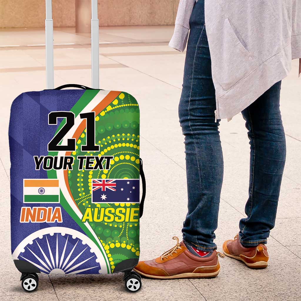 India Vs Australian Cricket Custom Luggage Cover Ashoka Chakra and Aboriginal Together - Wonder Print Shop