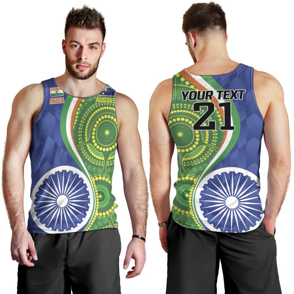 India Vs Australian Cricket Custom Men Tank Top Ashoka Chakra and Aboriginal Together - Wonder Print Shop