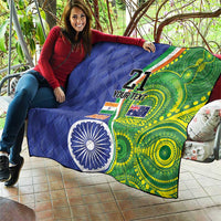 India Vs Australian Cricket Custom Quilt Ashoka Chakra and Aboriginal Together - Wonder Print Shop