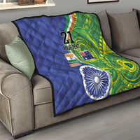 India Vs Australian Cricket Custom Quilt Ashoka Chakra and Aboriginal Together - Wonder Print Shop