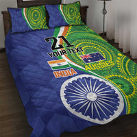 India Vs Australian Cricket Custom Quilt Bed Set Ashoka Chakra and Aboriginal Together - Wonder Print Shop