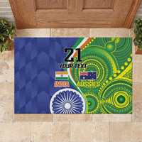 India Vs Australian Cricket Custom Rubber Doormat Ashoka Chakra and Aboriginal Together - Wonder Print Shop