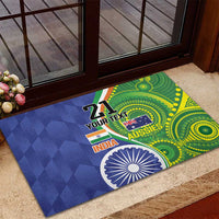 India Vs Australian Cricket Custom Rubber Doormat Ashoka Chakra and Aboriginal Together - Wonder Print Shop